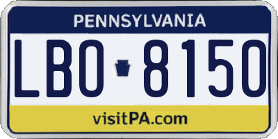 PA license plate LBO8150