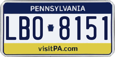 PA license plate LBO8151