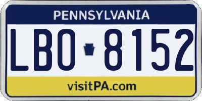 PA license plate LBO8152