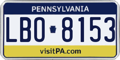 PA license plate LBO8153