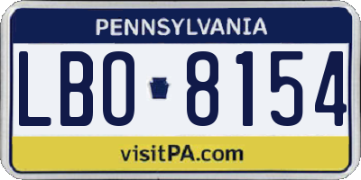 PA license plate LBO8154