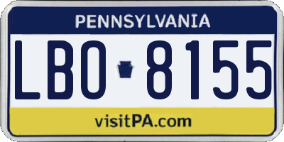 PA license plate LBO8155