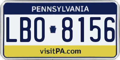 PA license plate LBO8156