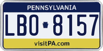 PA license plate LBO8157
