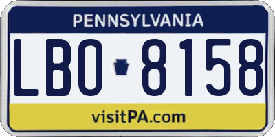 PA license plate LBO8158
