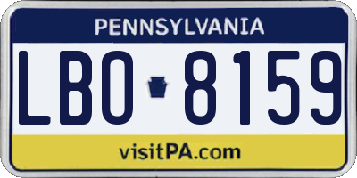 PA license plate LBO8159