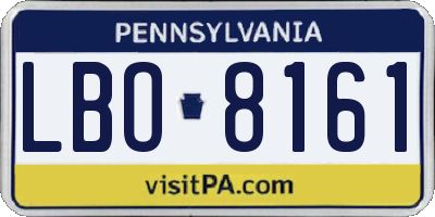 PA license plate LBO8161
