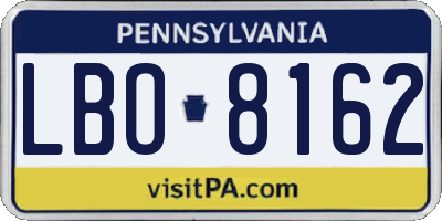 PA license plate LBO8162