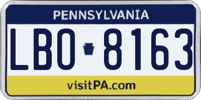 PA license plate LBO8163