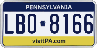 PA license plate LBO8166