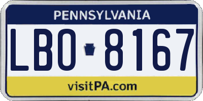 PA license plate LBO8167