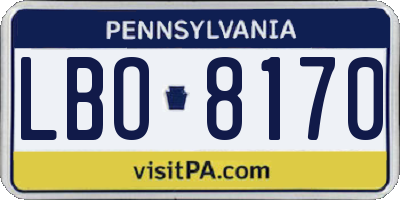 PA license plate LBO8170