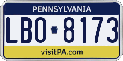 PA license plate LBO8173