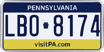 PA license plate LBO8174