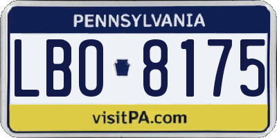 PA license plate LBO8175