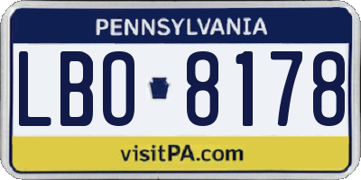 PA license plate LBO8178