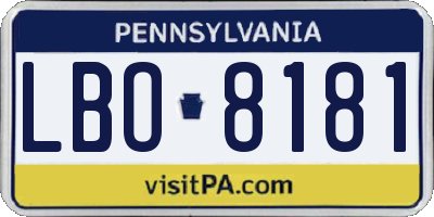 PA license plate LBO8181