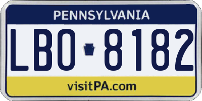 PA license plate LBO8182