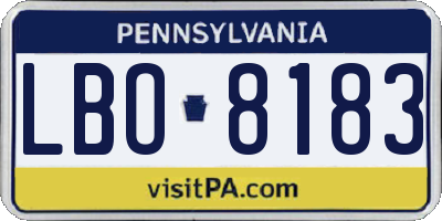 PA license plate LBO8183