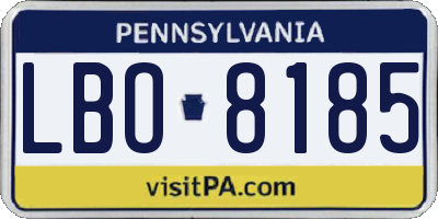 PA license plate LBO8185