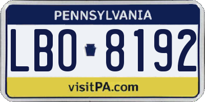 PA license plate LBO8192