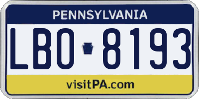 PA license plate LBO8193