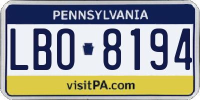 PA license plate LBO8194