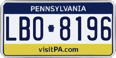 PA license plate LBO8196