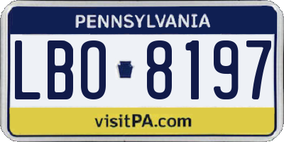 PA license plate LBO8197