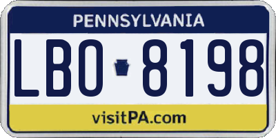 PA license plate LBO8198