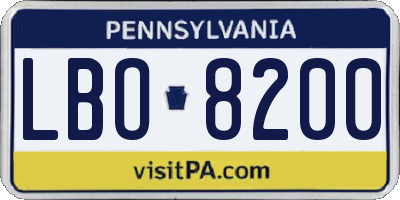 PA license plate LBO8200