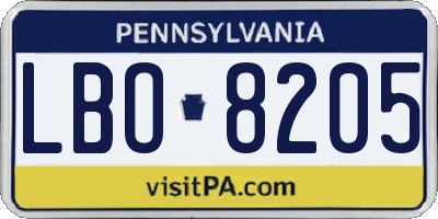 PA license plate LBO8205