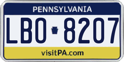 PA license plate LBO8207