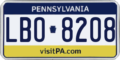 PA license plate LBO8208
