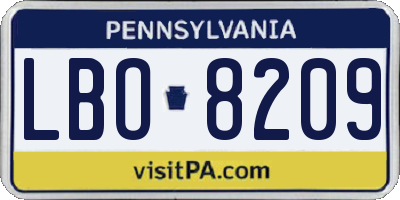 PA license plate LBO8209