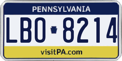 PA license plate LBO8214