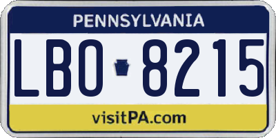 PA license plate LBO8215