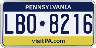 PA license plate LBO8216