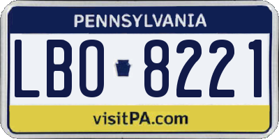 PA license plate LBO8221