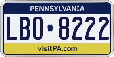 PA license plate LBO8222