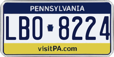 PA license plate LBO8224