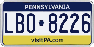 PA license plate LBO8226