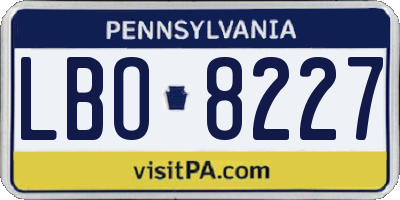 PA license plate LBO8227