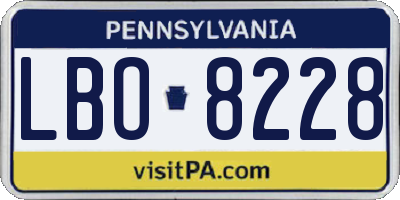 PA license plate LBO8228
