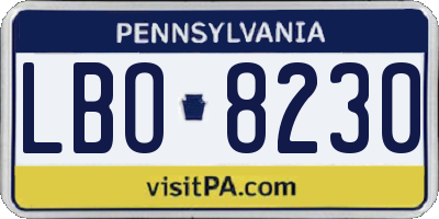 PA license plate LBO8230