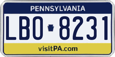 PA license plate LBO8231