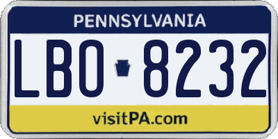 PA license plate LBO8232