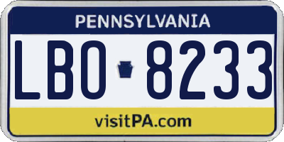 PA license plate LBO8233