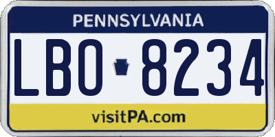 PA license plate LBO8234