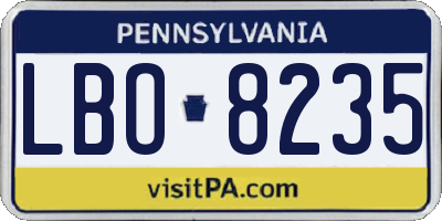 PA license plate LBO8235
